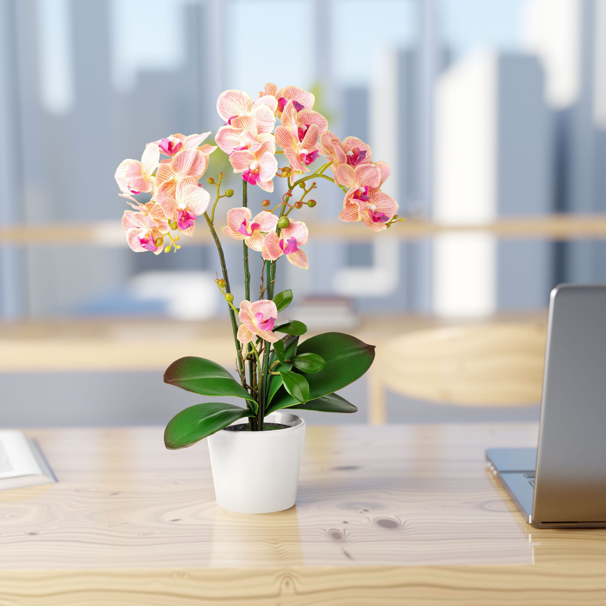 Kunstorchidee PASCH® Orchidee künstlich wie echt (46cm) in Hochglanz-Keramiktopf Orchidee, PASCH, Real Touch – Bild 2 von 5