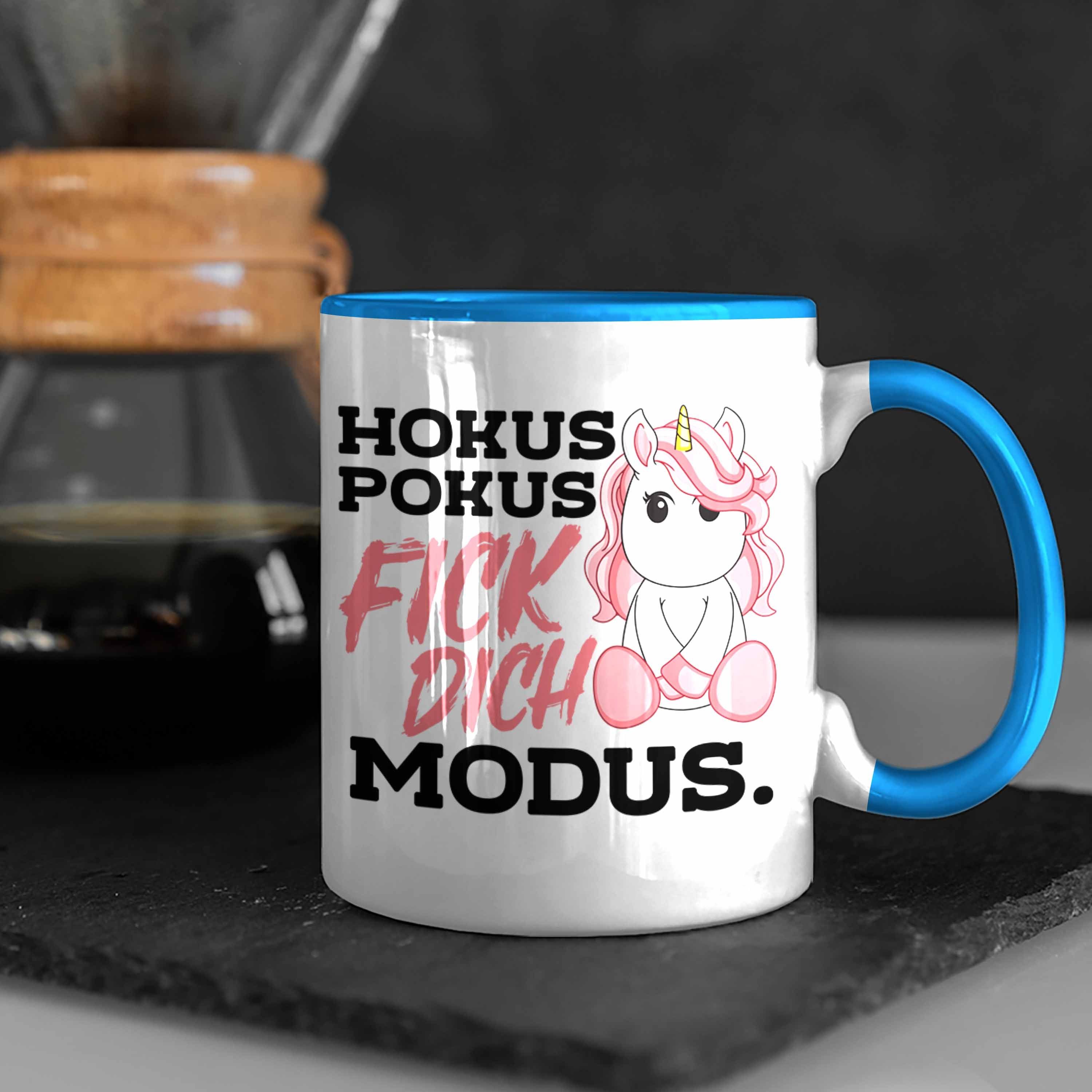 Lustige Kaffeetasse Mama Kollegin Tasse Modus Mit F - Dich Geschenk Blau Trendation Einhorn Frauen Freundin Tasse Geschenkidee Trendation Spruch Arbeit