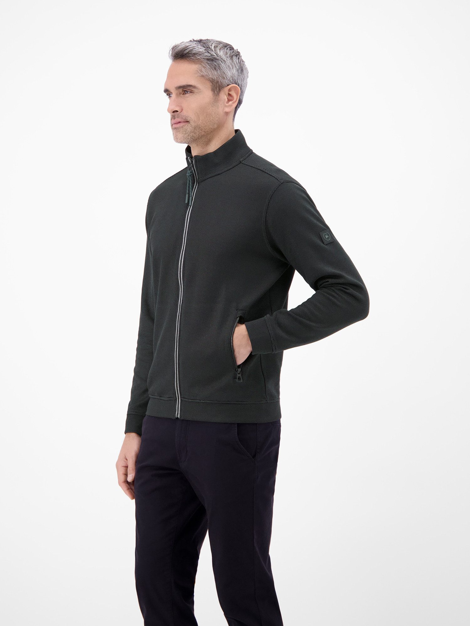 LERROS Sweatjacke Sweatjacke aus Baumwollmischgewebe Jacke im Baumwollmix mit Reißverschluss, Stehkragen und Seitentaschen