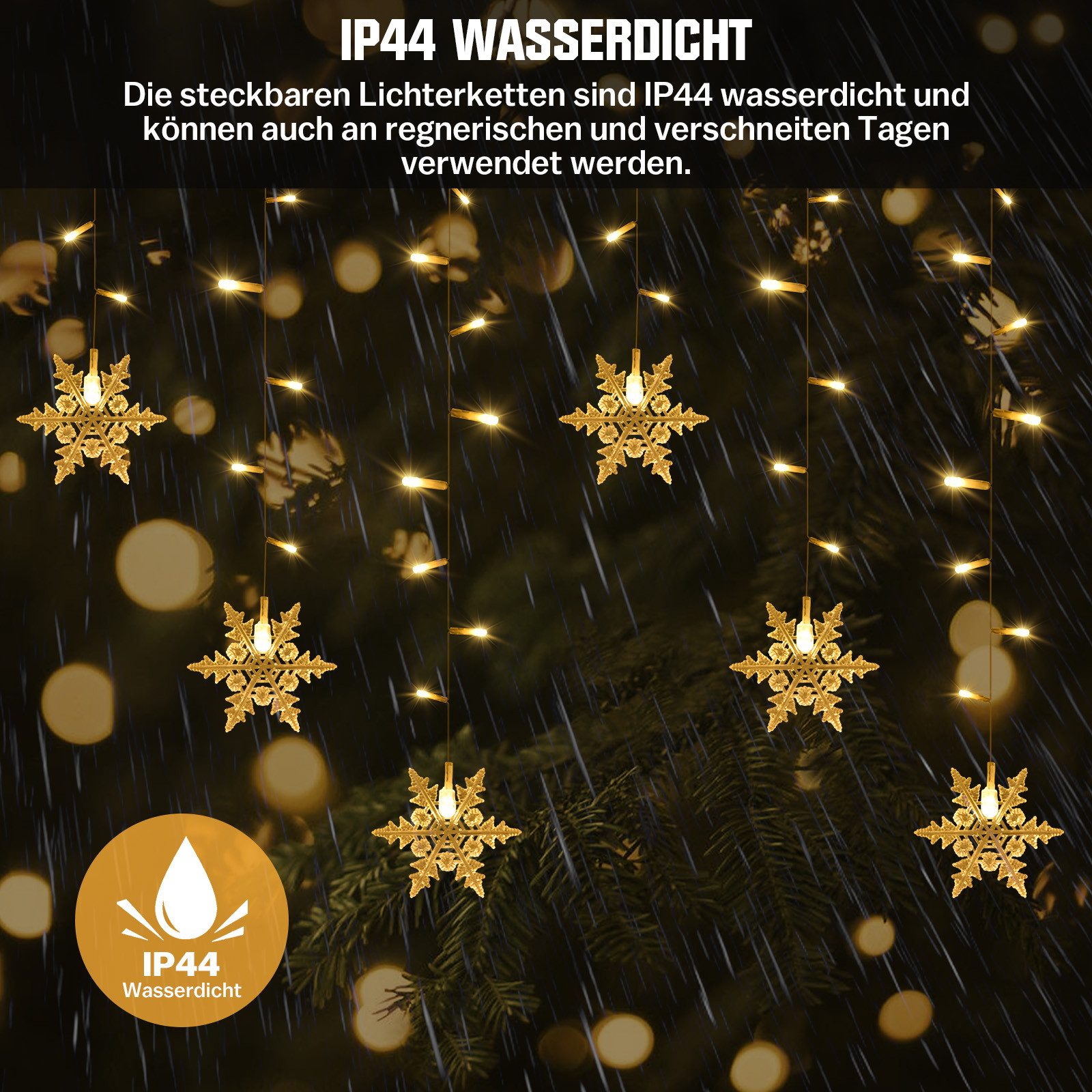 XERSEK Lichtervorhang LED Lichtervorhang Schneeflocke LED günstig online kaufen