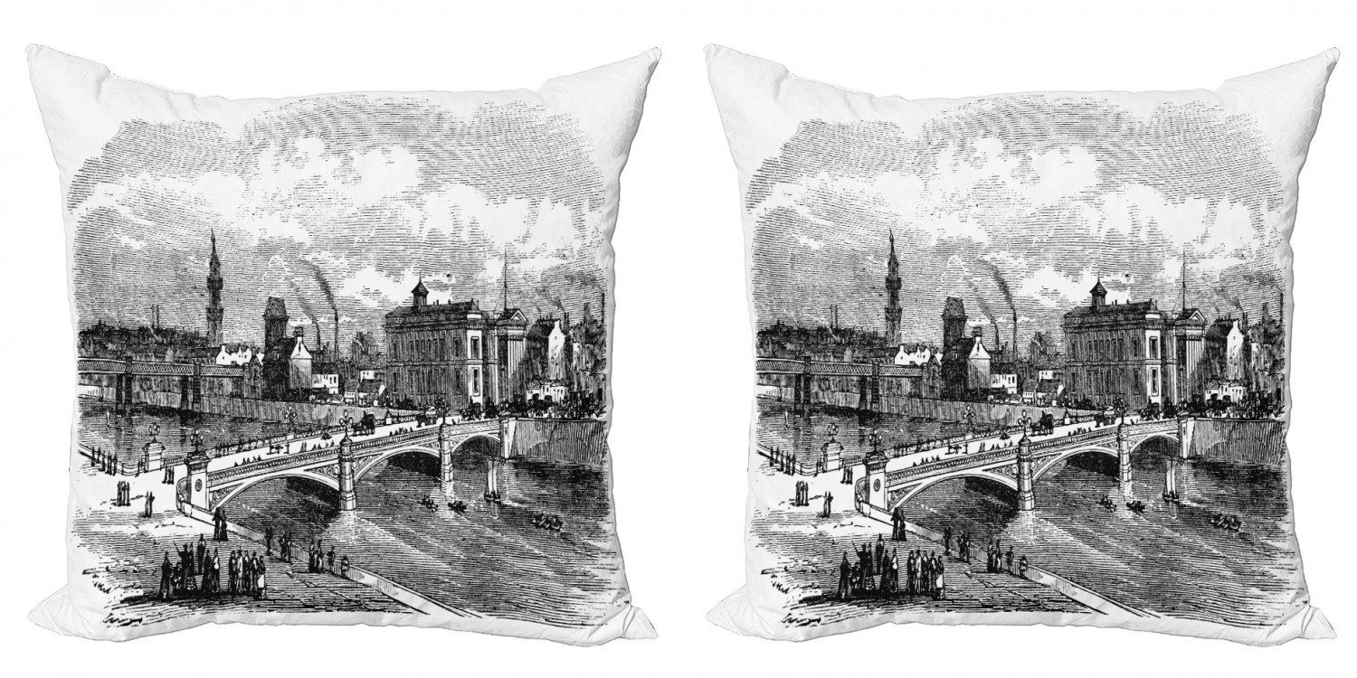 Kissenbezüge Modern Accent Doppelseitiger Digitaldruck, Abakuhaus (2 Stück), Schottland Albert-Brücke Glasgow Art