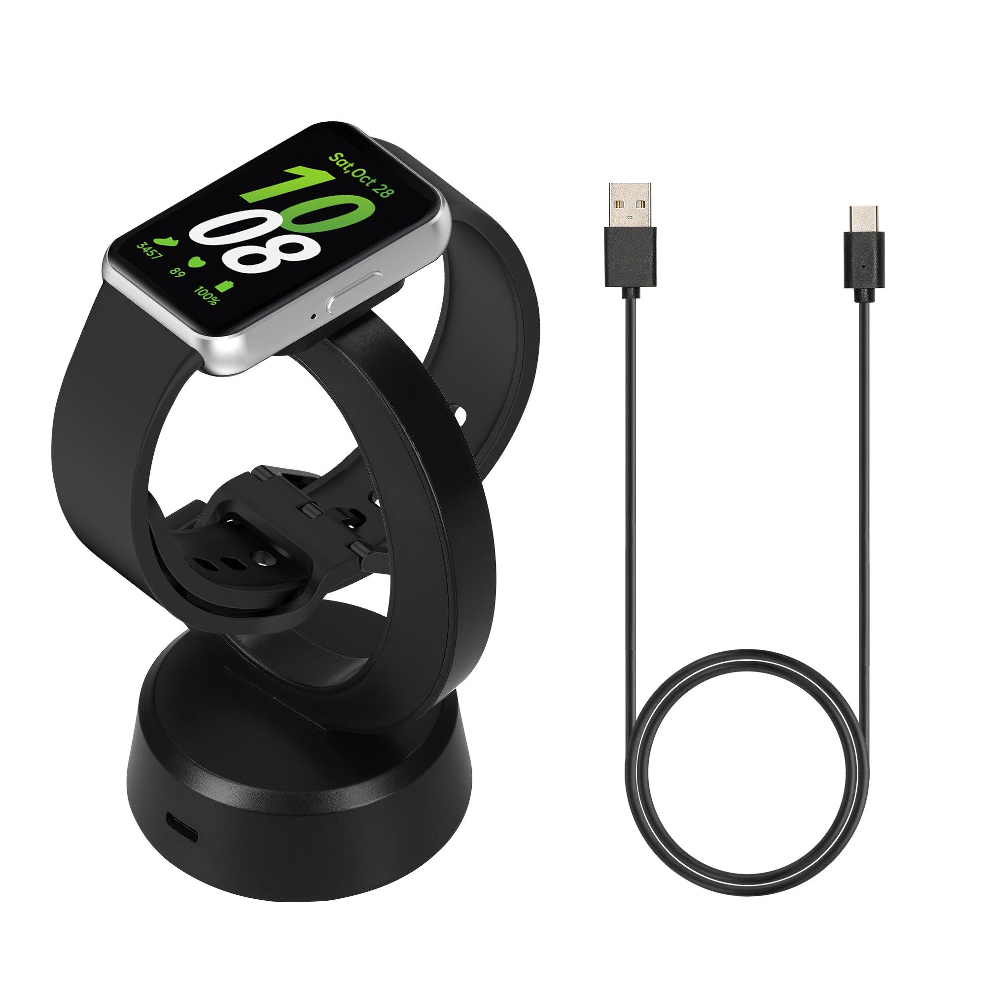 kwmobile USB Ladegerät für Samsung Galaxy Fit 3 / Honor Watch Fit / Oppo Band 2 Smartwatch-Ladekabel, (12.80 cm), Smart Watch Ladestation - Ladekabel mit Standfunktion