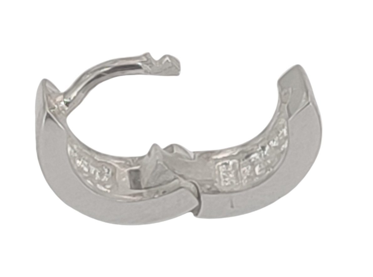 Paarpreis Silber Ohr Kiss Ohrringe Sterling 11mm Kreolen Klappcreole Leather Ohrring-Set of 925