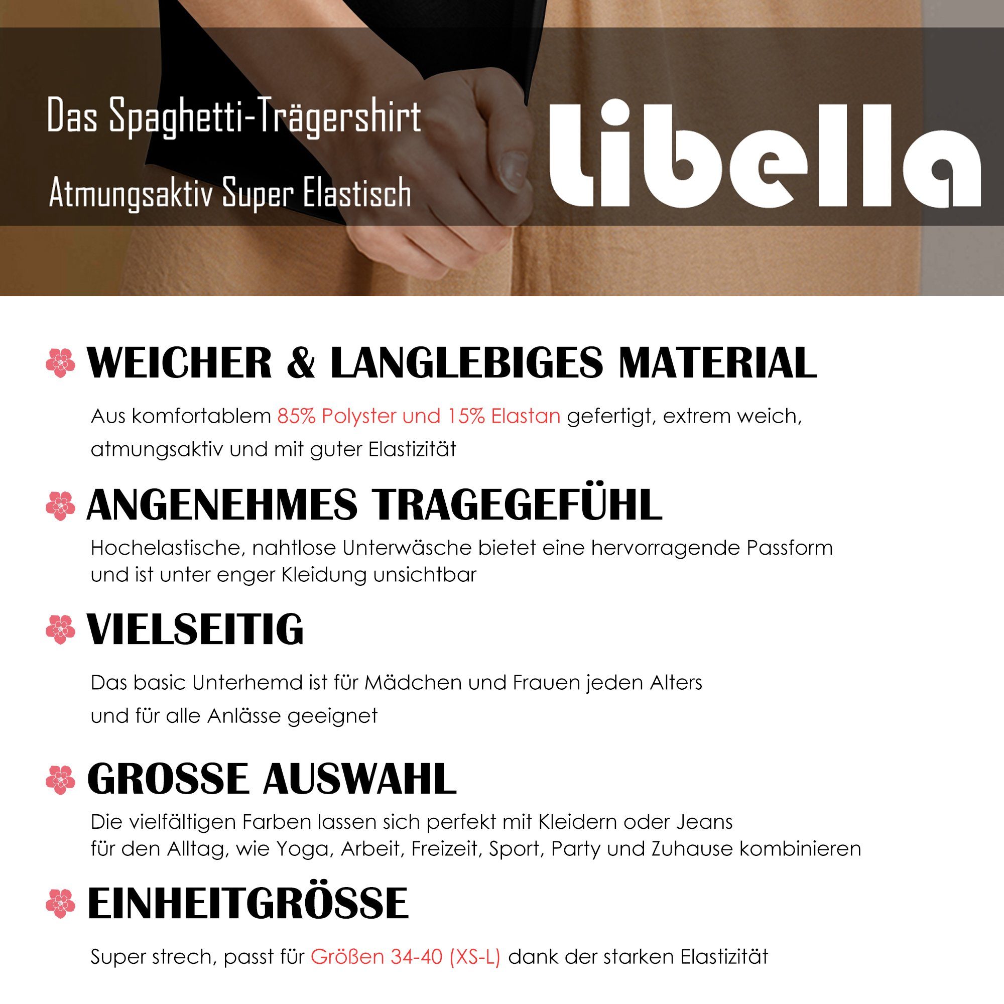 Libella (2/3/4er-Pack, Top Tanktop Basic 3er-Pack) Spaghetti Baumwolle Tank 3912-Schwarz/Weiß-4er-Pack 3919 aus