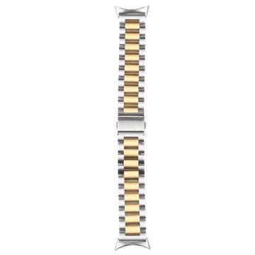 Wigento Smartwatch-Armband Für Google Pixel Watch 1 + 2 Stahl Metall Ersatz Armband Gold / Silber