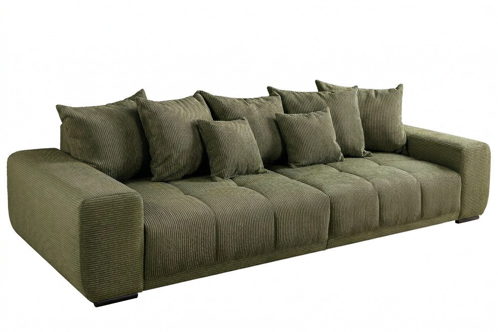 riess-ambiente Big-Sofa ELEGANCIA 285cm grün - Cord, Buchenholz, Federkern, inkl. Kissen, FSC, Einzelartikel 1 Teile, Moderne XXL-Couch - ideal für Wohn- & Schlafzimmer oder Loft-Wohnungen
