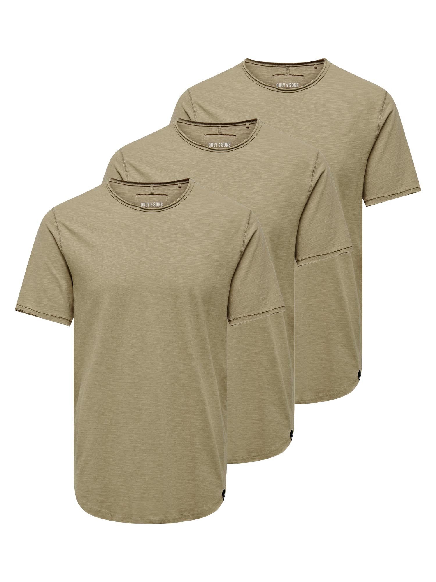 ONLY & SONS T-Shirt 3er Pack ONSBENNE (Spar-Set, 3-tlg) T-Shirt - Baumwolle - Atmungsaktiv - Vielseitiges Basic