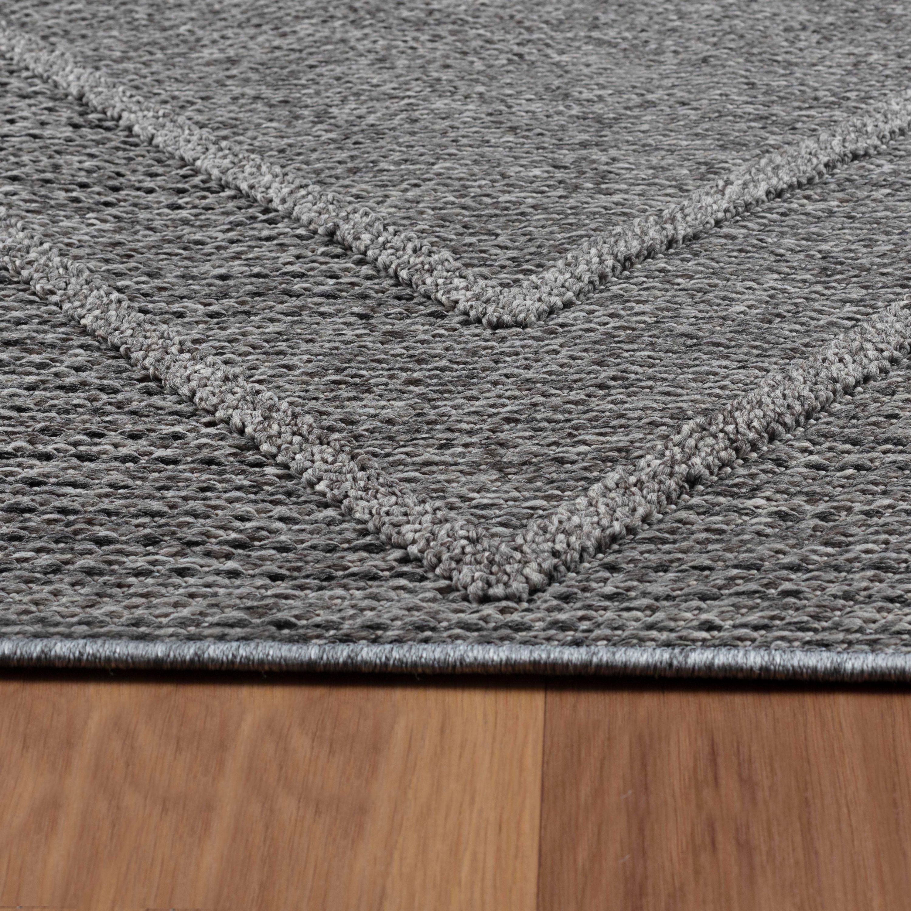 SIMPEX24 Outdoorteppich Boho Design, Läufer, Höhe: 8 mm, In& Outdoor Teppich Grau Boho Design für Küchen Balkon Terrasse Garten