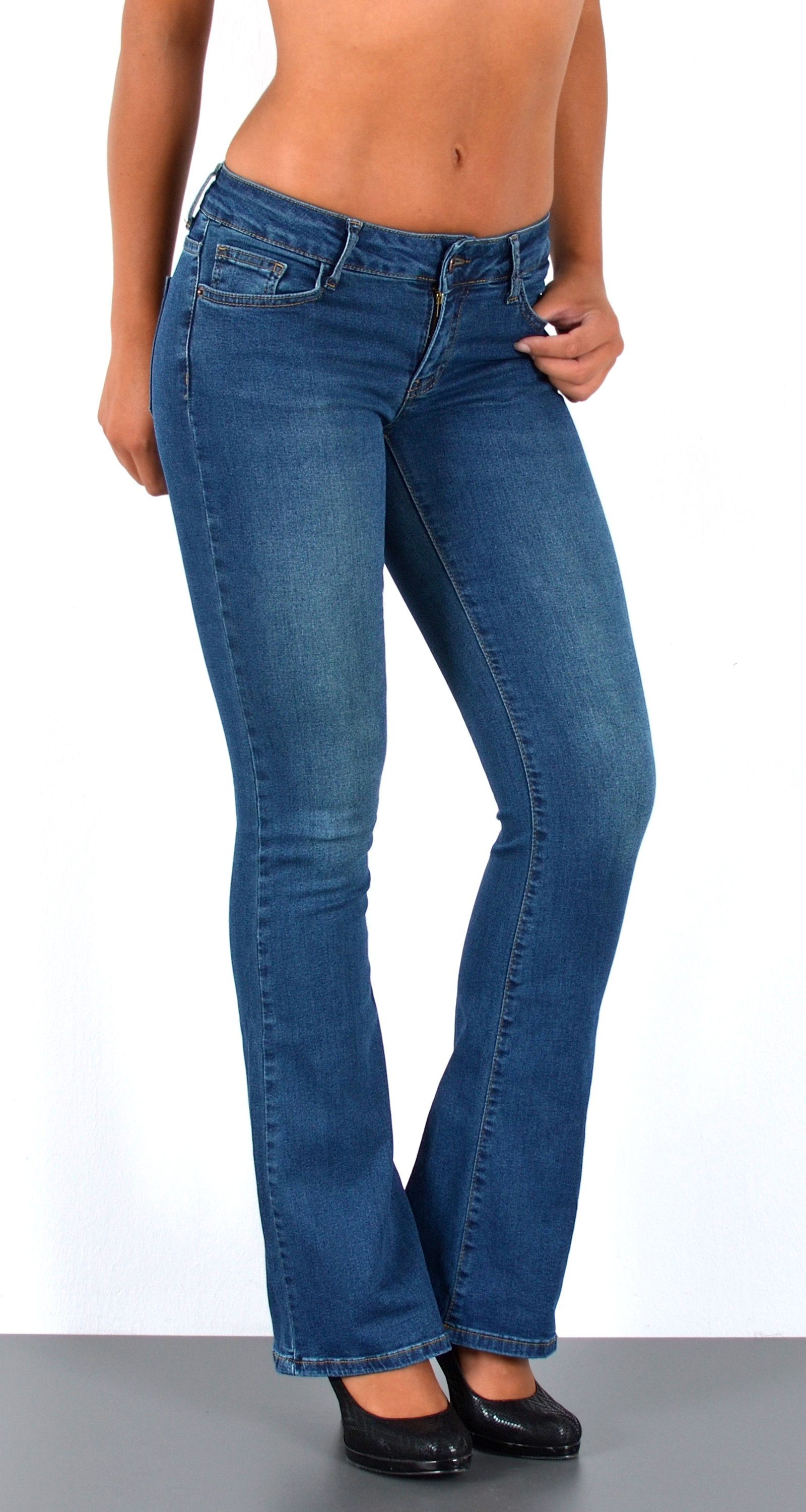 ESRA Bootcut-Jeans Damen Schlagjeans mit weitem günstig online kaufen