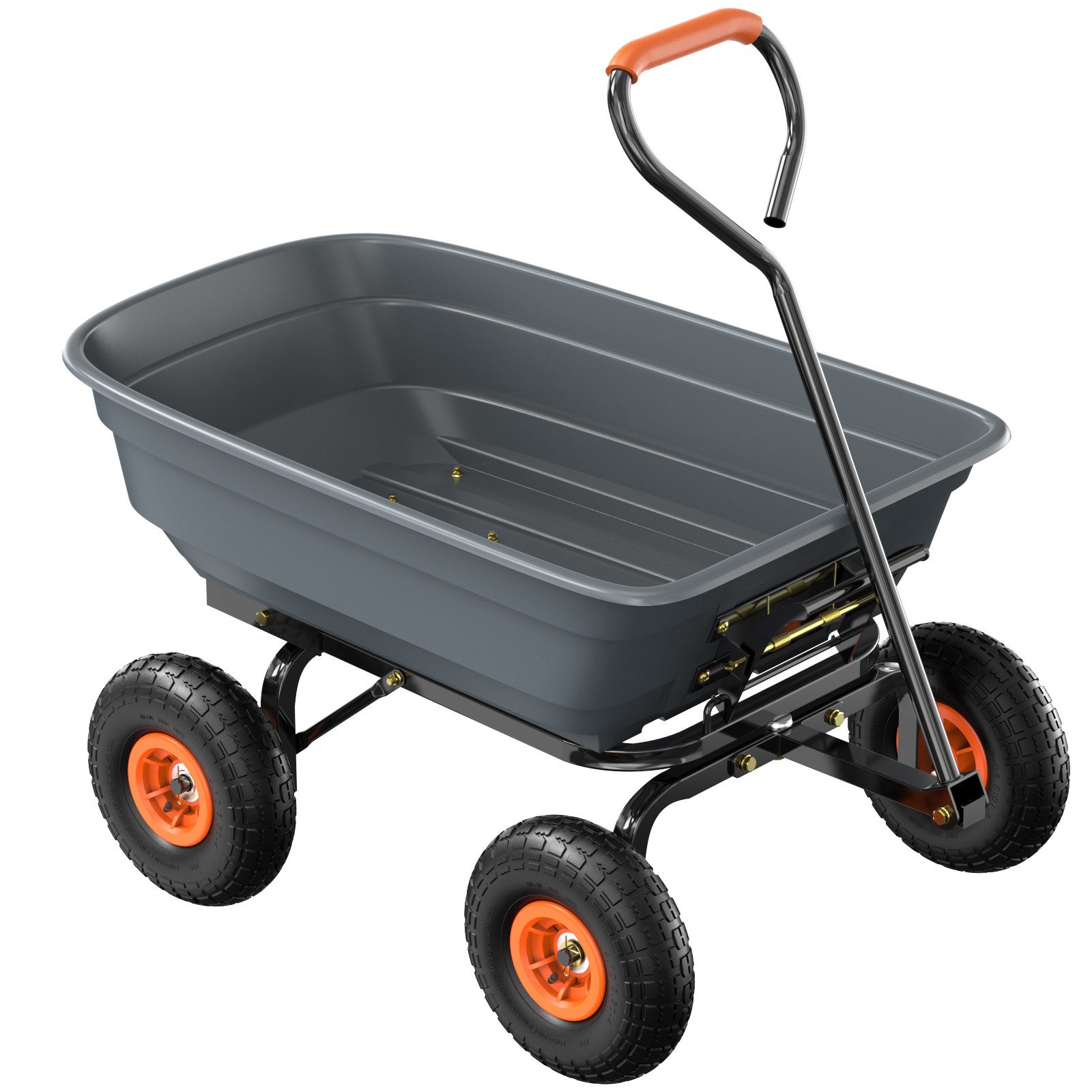 Bonnlo Bollerwagen mit 4 Rädern mit Kippfunktion,Grau, 111 * 66 * 98CM (1-tlg), Schnellauswurf-Kippfunktion, Langlebige Konstruktion