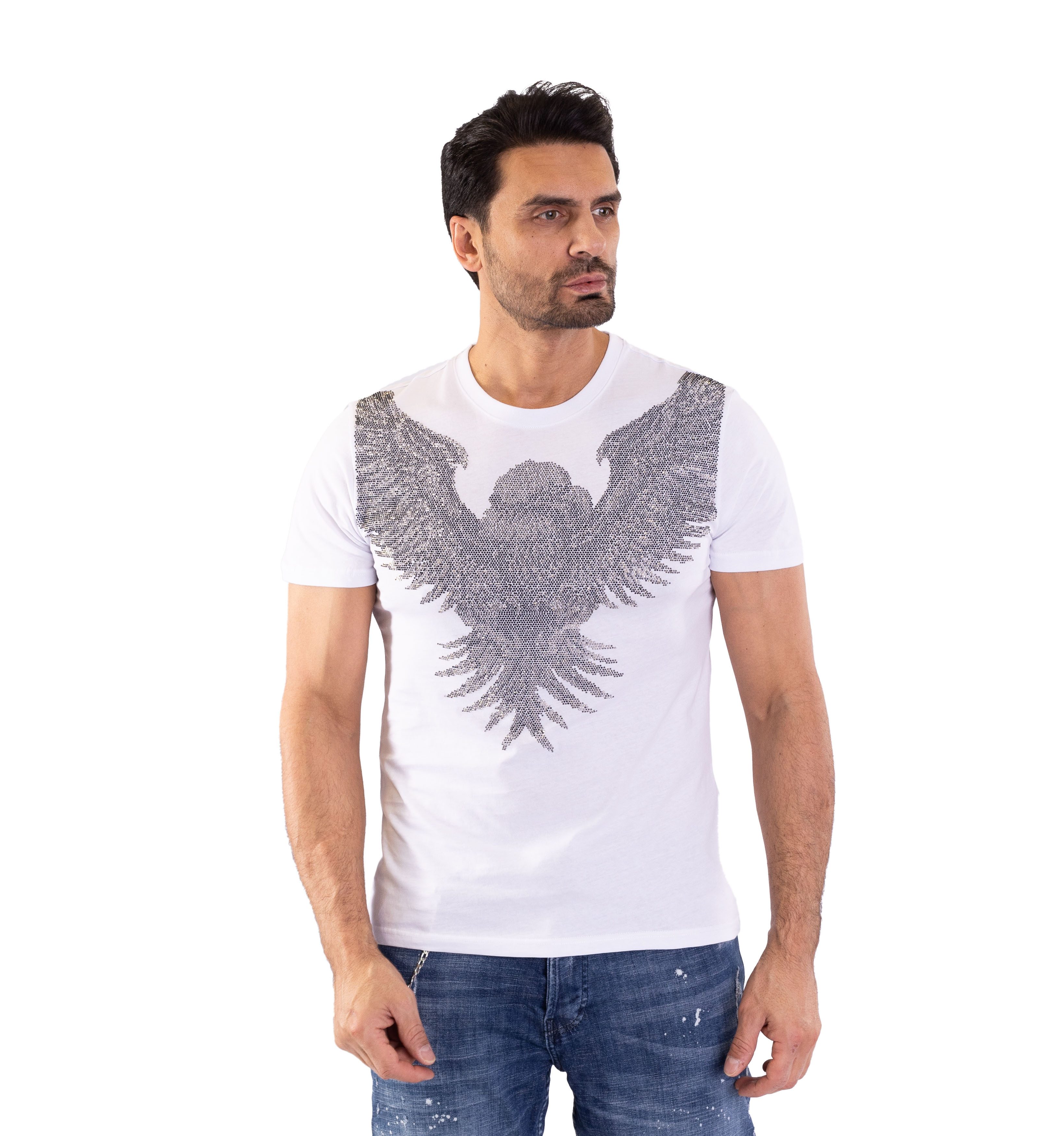 TRUENO T-Shirt Herren SLIM FIT Strass günstig online kaufen