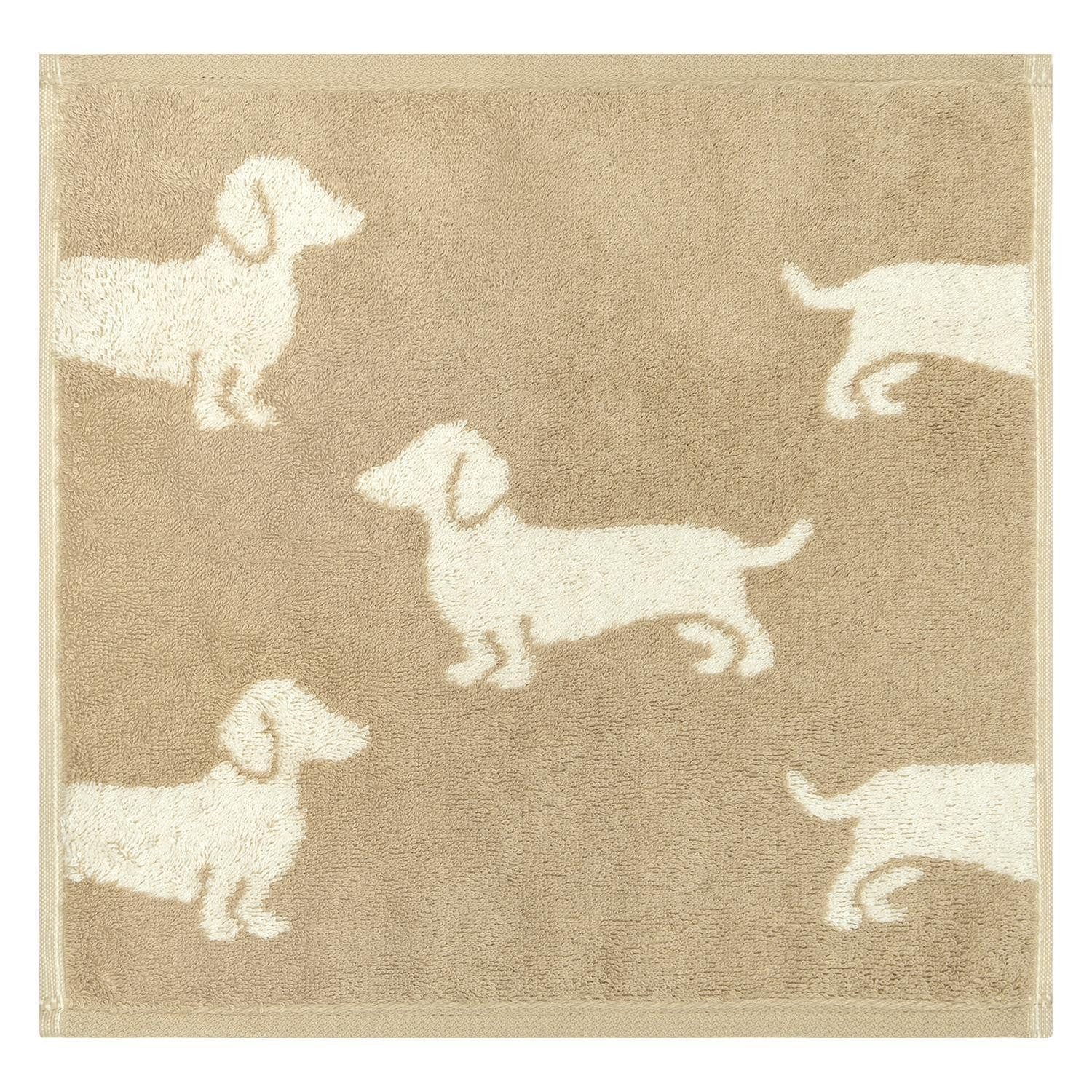 Cawö Seiftuch 3-teiliges Set WE LOVE DOGS, Beige, Braun, Baumwolle, Made in Germany, Pfoten- und Dackelmotive