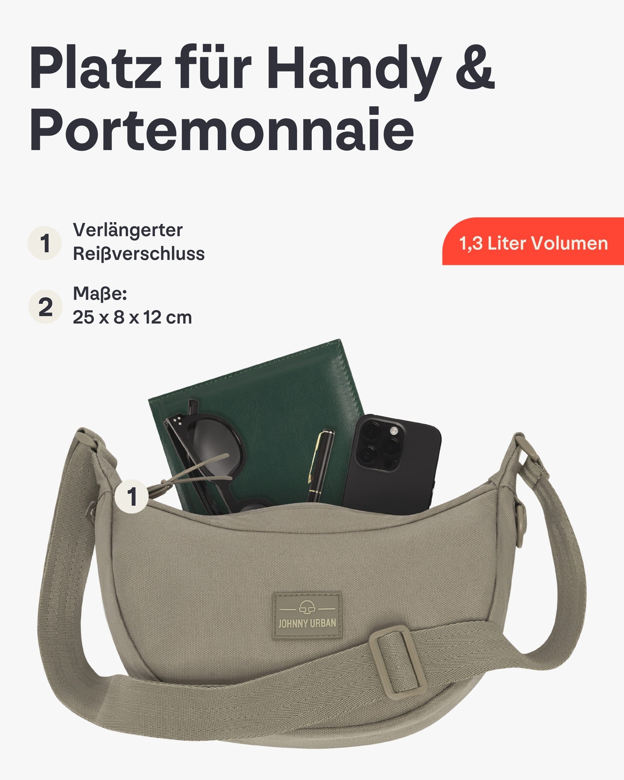 Johnny Urban Umhängetasche Ally Small Half Moon Bag, Kleine Crossbody Bag in Halbmond Form, Wasserabweisend – Bild 3 von 5