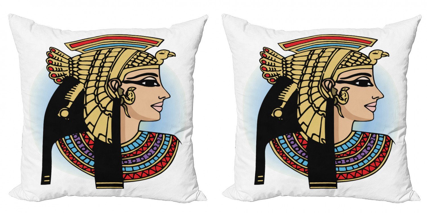 Kissenbezüge Modern Accent Doppelseitiger Digitaldruck, Abakuhaus (2 Stück), ägyptisch Königin Kleopatra Kunst