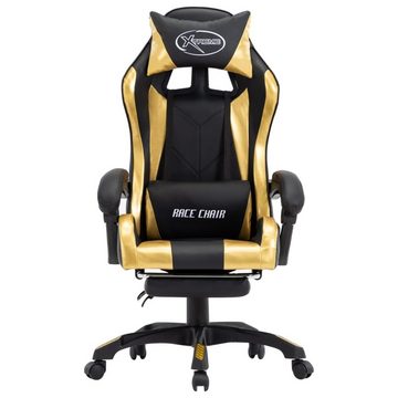 furnicato Bürostuhl Gaming-Stuhl mit Fußstütze Golden und Schwarz Kunstleder