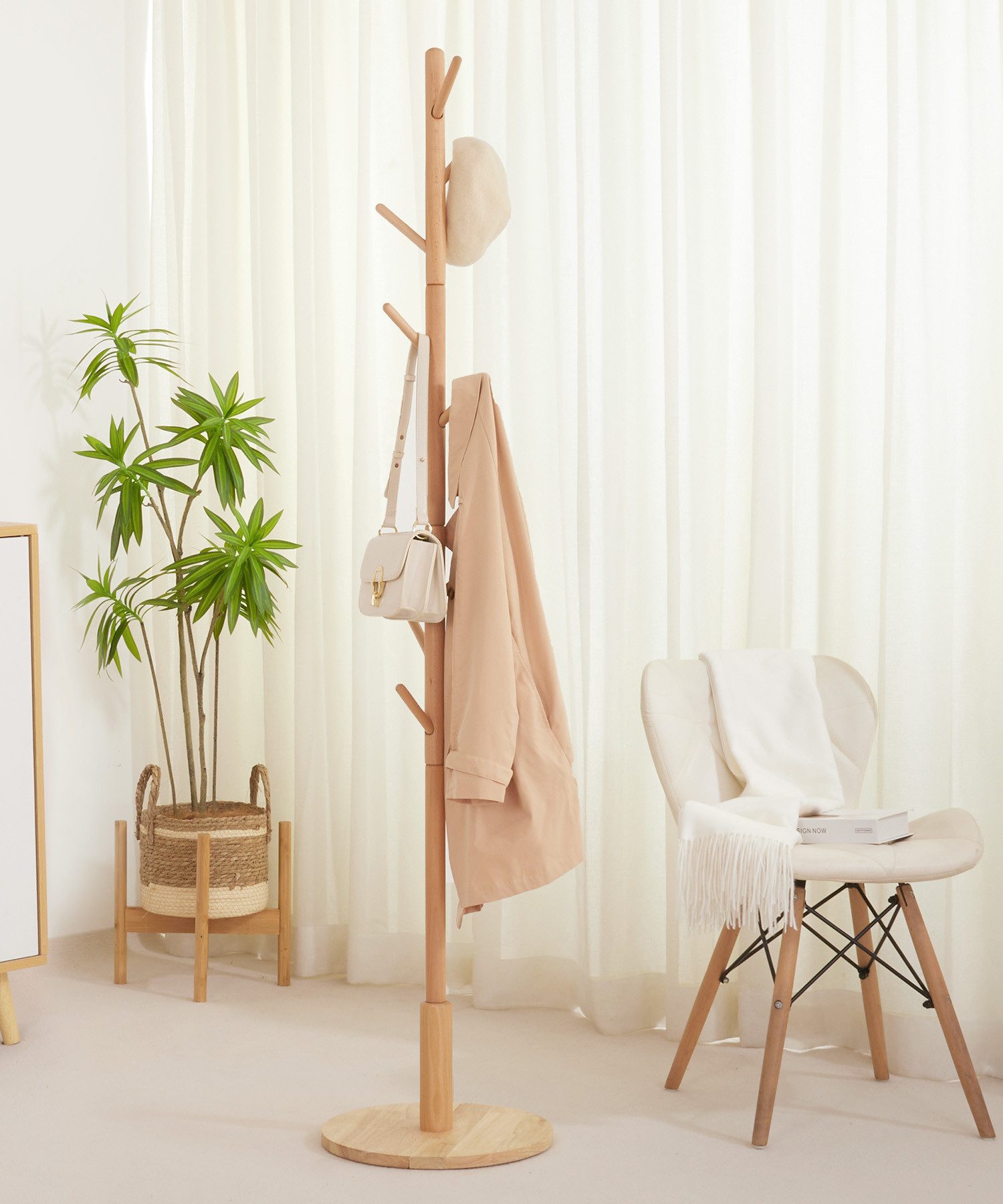 Yorbay Garderobenständer aus Buche Massivholz, Kleiderständer Baumform mit günstig online kaufen