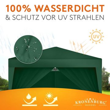 Kronenburg Partyzelt Faltpavillon 2x2m grün, wasserdicht, mit 4 Seitenteilen