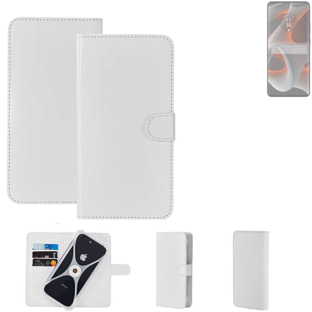 K-S-Trade Handyhülle für Motorola Edge 50 Pro, Handy Hülle Schutz Hülle Cover Case Bookstyle Bumper weiß 1x