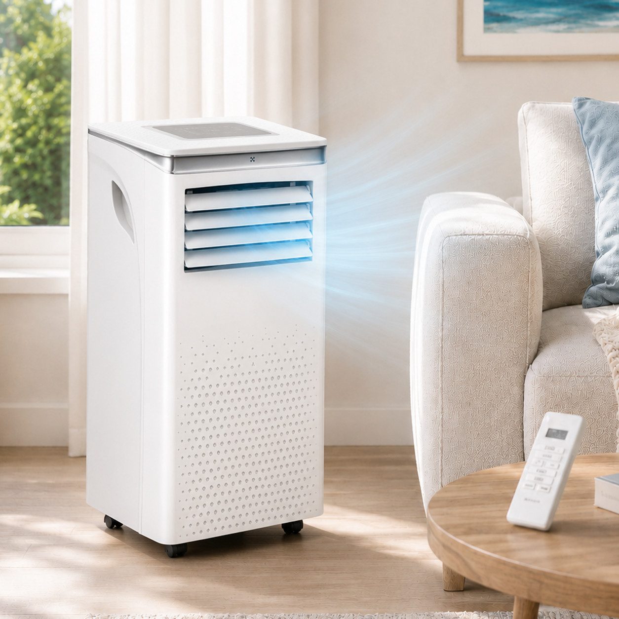 VESKA Klimagerät Klimaanlage Mobil 10.000 BTU/h - 2.900 Watt, Monoblock mit WiFi/ App - Fernbedienung, Timer, Luftentfeuchter