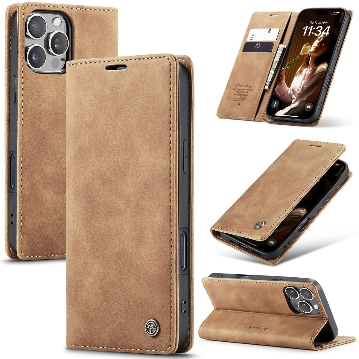 König Design Handyhülle Apple iPhone 16 Pro, Schutzhülle Schutztasche Case Cover Etuis Wallet Klapptasche Bookstyle
