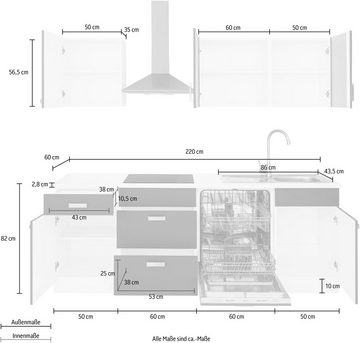 wiho Küchen Küchenzeile Husum, ohne E-Geräte, Breite 360 cm