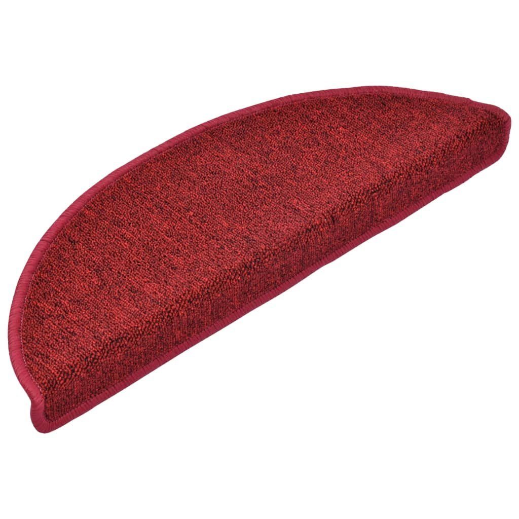 vidaXL Stufenmatte 65 x 24 x 4 cm Stufenteppich Treppenmatten 15 Stk Bordeauxrot 65x24x4