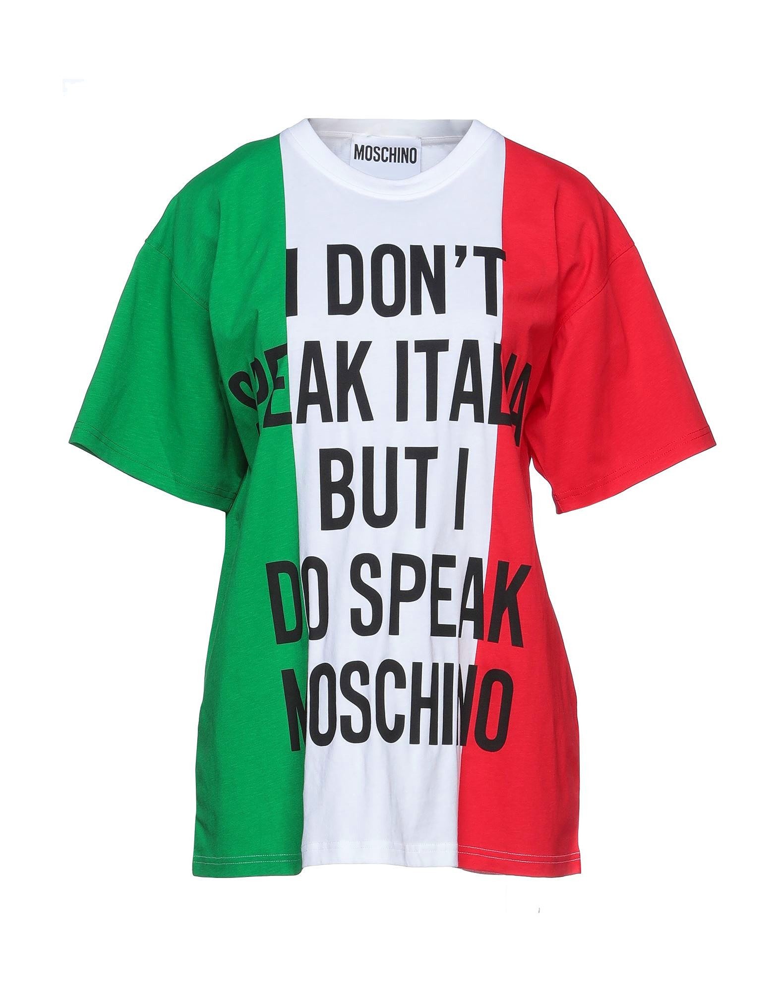 Moschino Print-Shirt Moschino Damen T-Shirt, MOSCHINO COUTURE ! Damen Oversize T-Shirt. Print ; I DON´T SPEAK ITALIAN BUT I DO SPEAK MOSCHINO