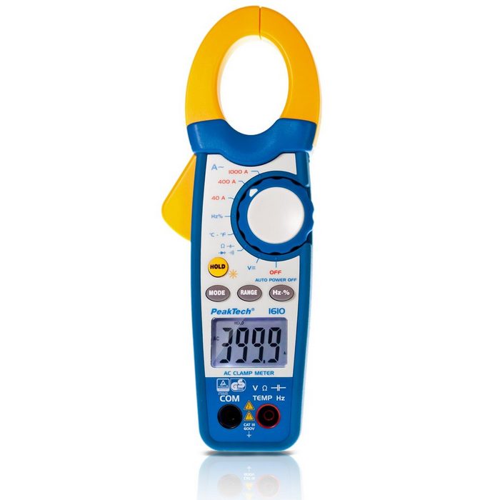 PeakTech Strommessgerät PeakTech 1610: Stromzangenamperemeter ~ 4.000 Counts ~ 1000 A AC mit Digitalmultimeter 1-tlg.