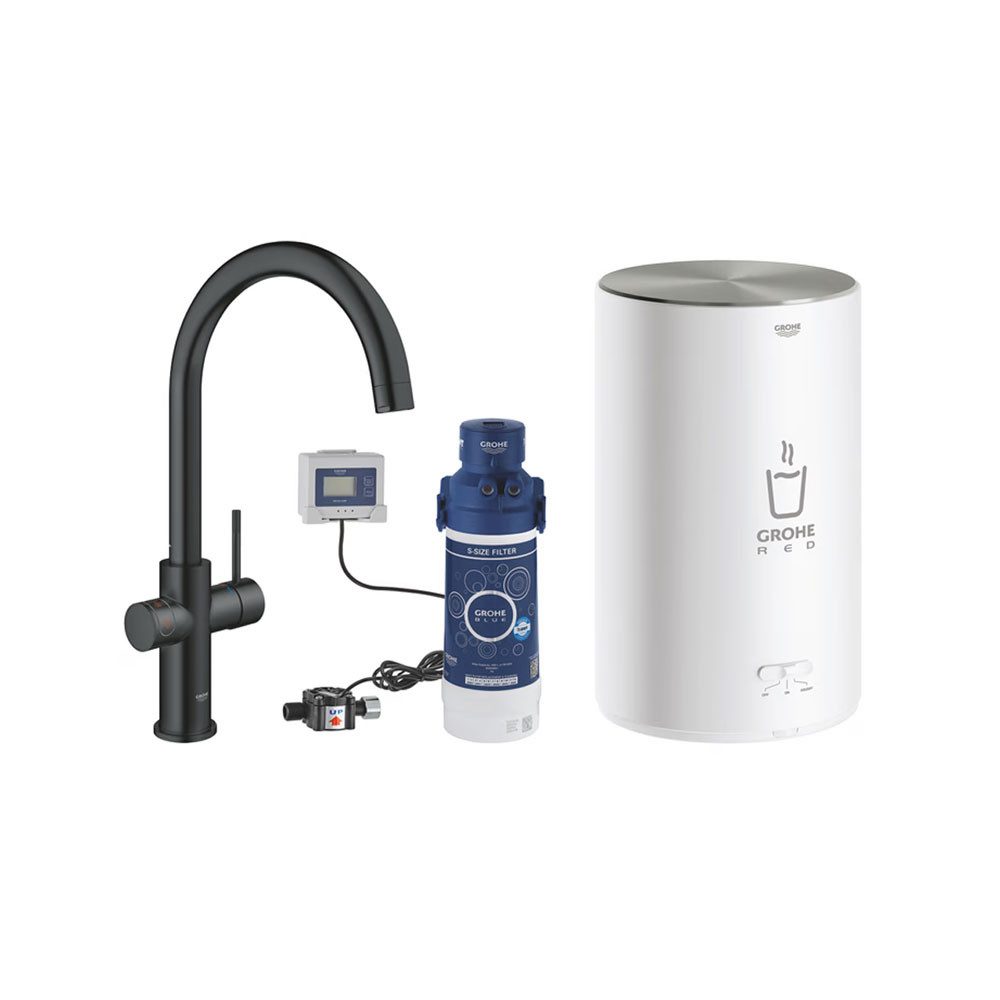 Grohe Küchenarmatur Red II Duo C-Auslauf Boiler M EU velvet black