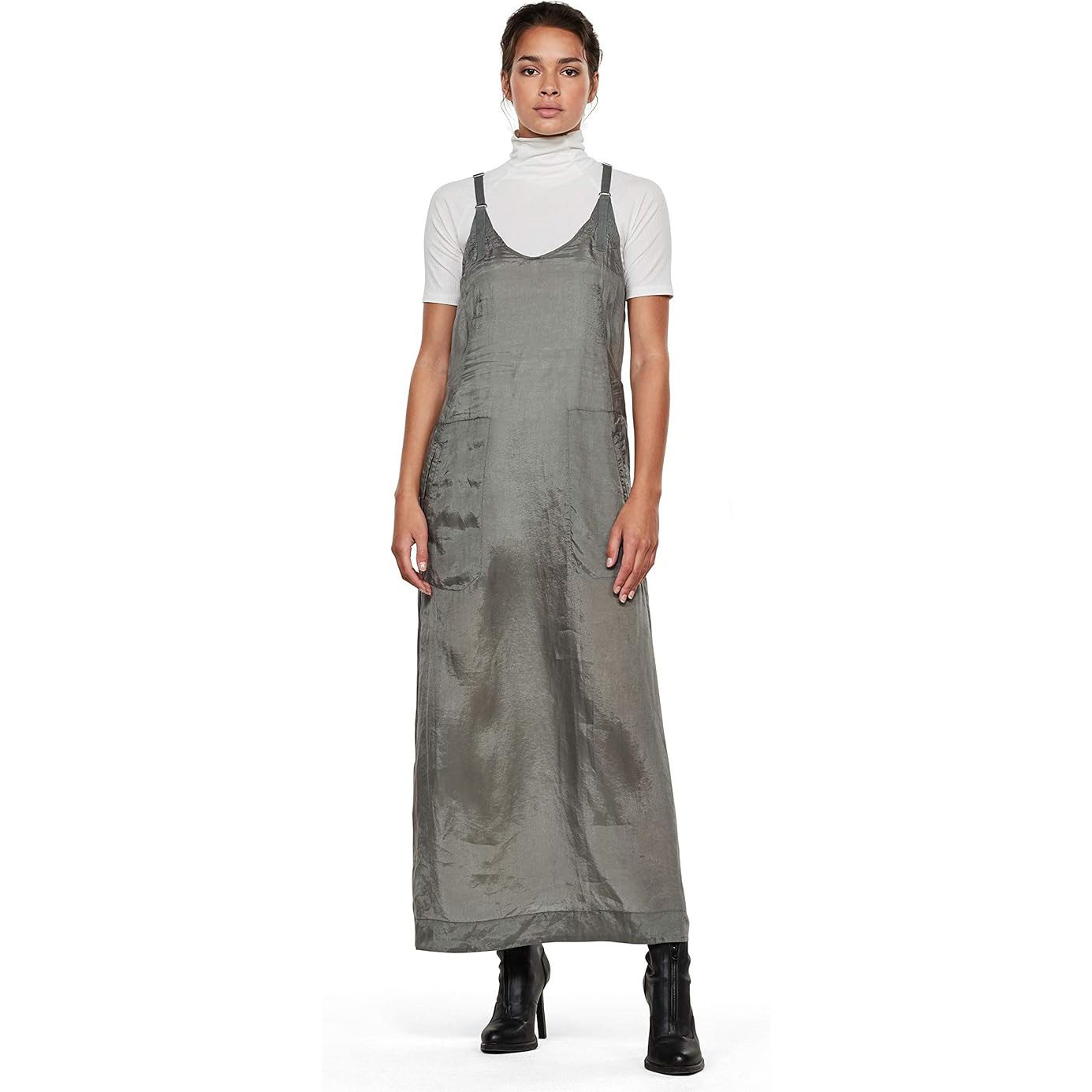 G-STAR Bodykleid Damen Straight Fit Dress LT Building Ärmellos Kleid (1-tlg) Damen Slip Kleid Dresses Grau Größe: XXS