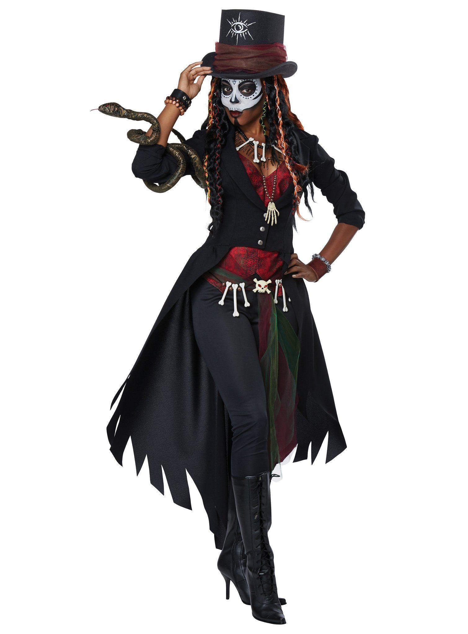 Metamorph Piraten-Kostüm Voodoo Zauberin - Horror Halloween Kostüm Damen, Magisch und makaber: überzeugendes Kostüm für die Voodoozauberin