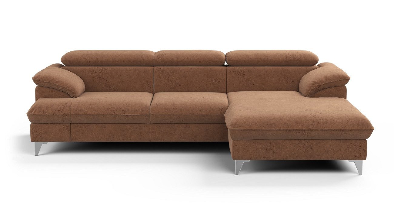 COTTA Ecksofa David, mit Bettfunktion, Bettkasten, verstellbaren Kopflehnen