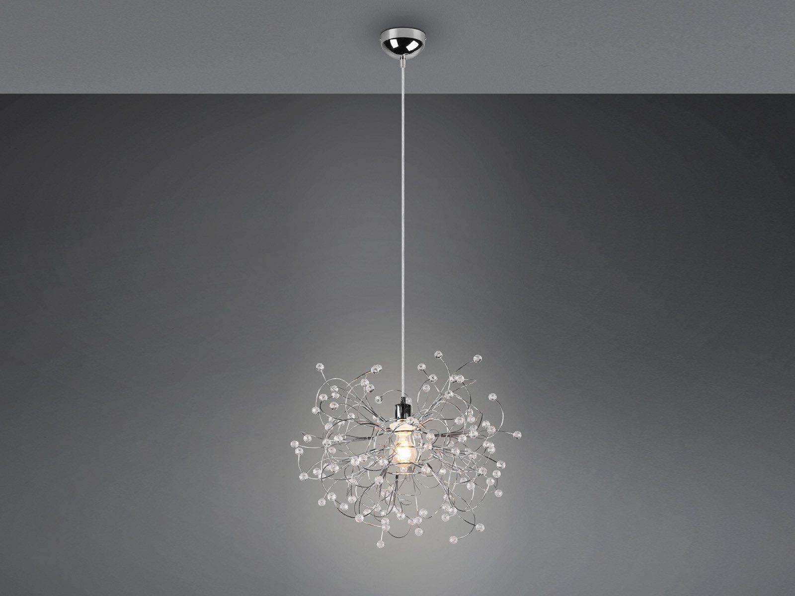 Reality Leuchten LED Pendelleuchte Silber Chrom mit Acryl Kristall, Ø 52cm, dimmbar, LED wechselbar, in 3 Stufen dimmbar über Lichtschalter, warmweiß, Designer  – Bild 3 von 5