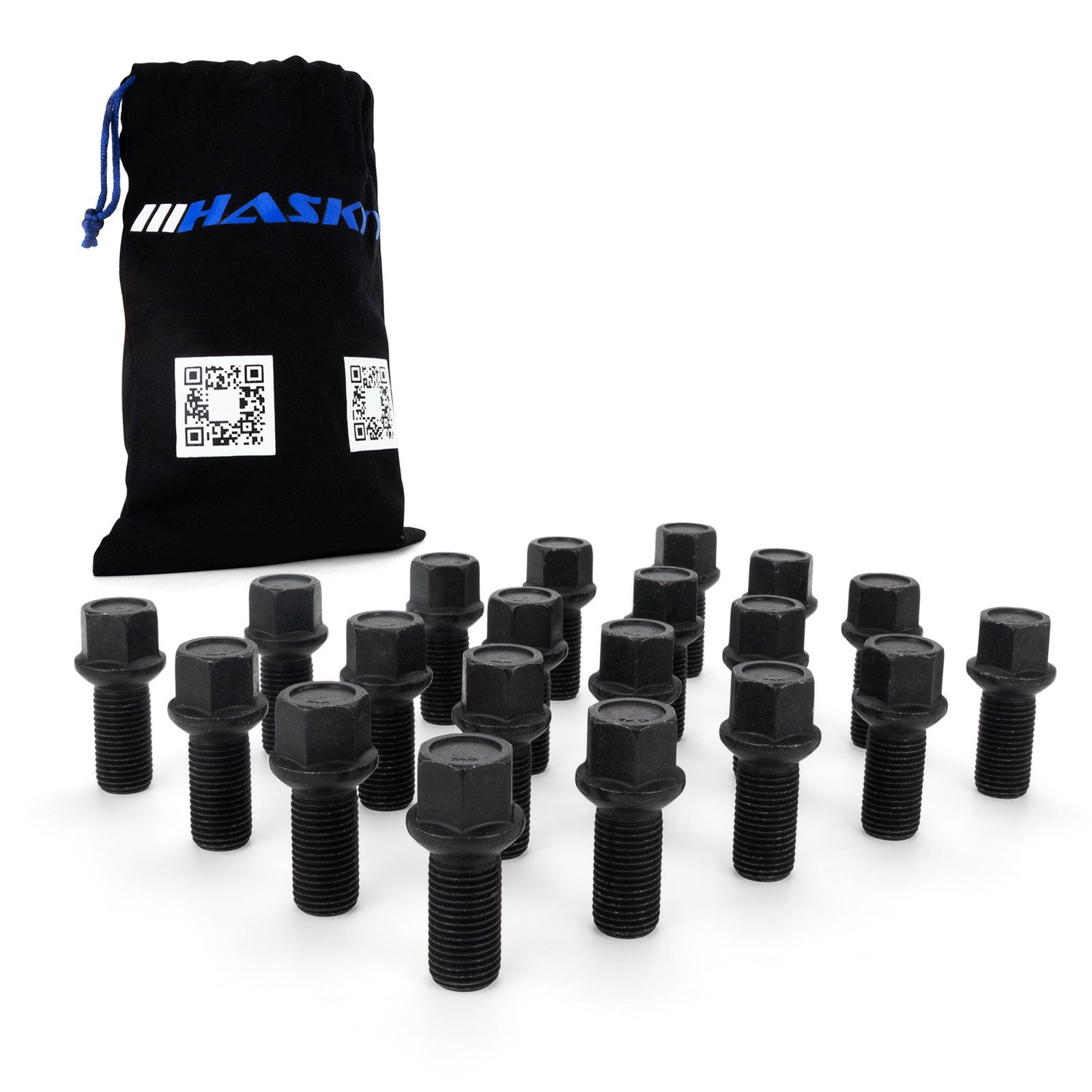 Schrauben-Set 20x Radschrauben M14x1,5x27 mm Kugel R13 SW17 Schwarz inkl. Beutel