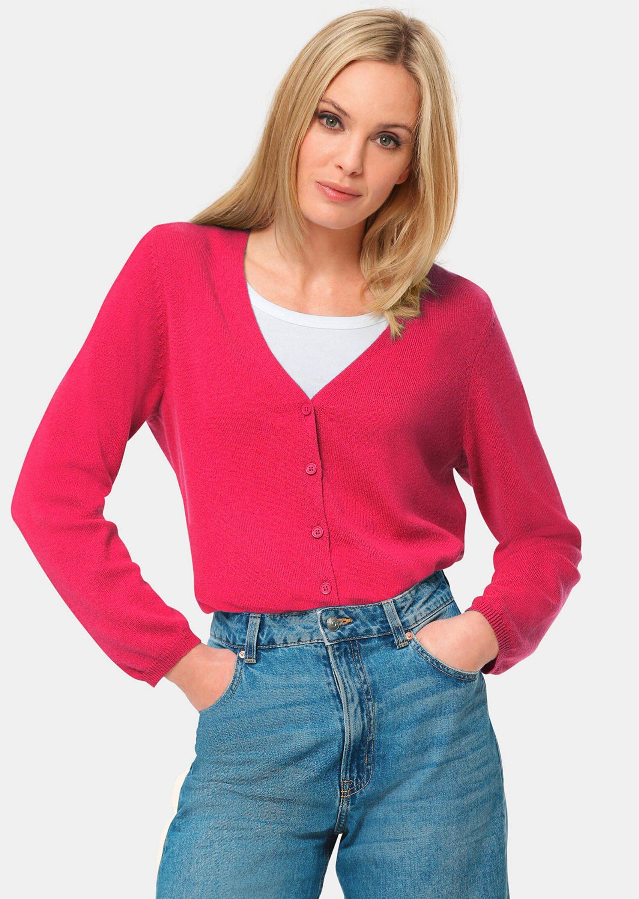 GOLDNER Strickjacke Kaschmir-Strickjacke mit V-Ausschnitt Dezente Knopfleiste und eleganter V-Ausschnitt als Blickfang