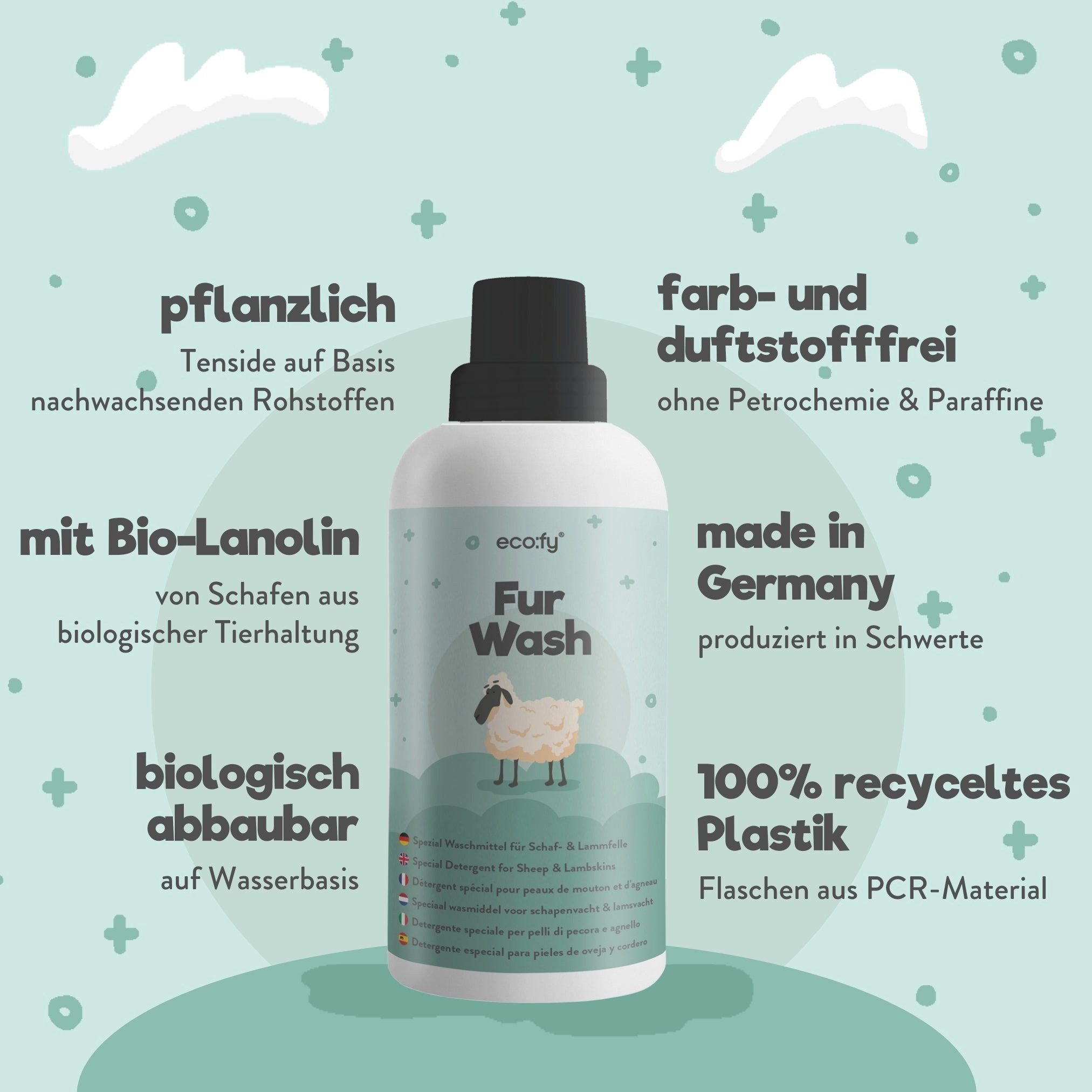 eco:fy Fellpflege Waschmittel für Schaf- & Lammfelle, 500 ml, (1-St), Für Hand- & Maschinenwäsche