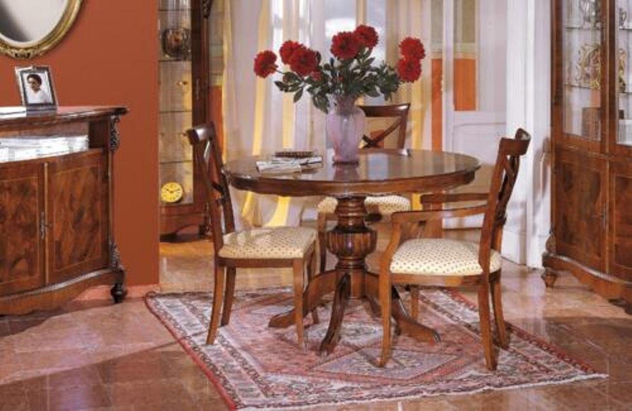 JVmoebel Esszimmer-Set, Design Ess Zimmer Rund Tisch Set Garnitur 4 tlg Italienische Möbel