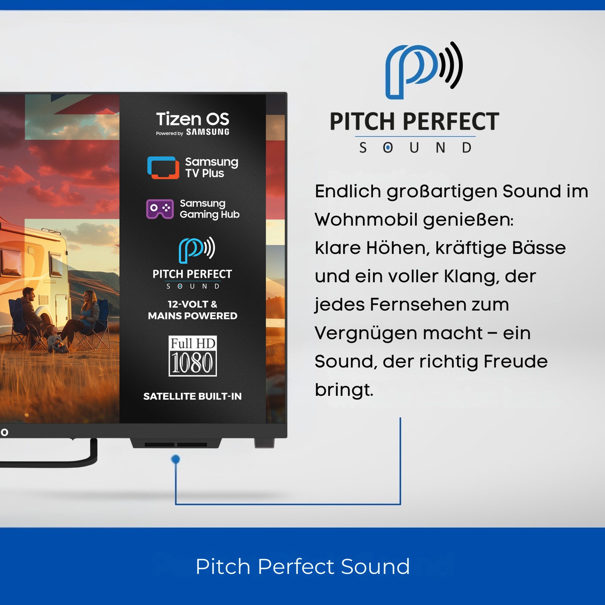 Cello 27 Zoll Camping 12V Smart Tizen OS Traveller LED-Fernseher LED-Fernseher (68,5 cm/27 Zoll, Full HD, Smart‑TV, WLAN, LAN, Streaming‑Apps, Triple Tuner, Pitch Perfect Sound, Samsung Gaming Hub)