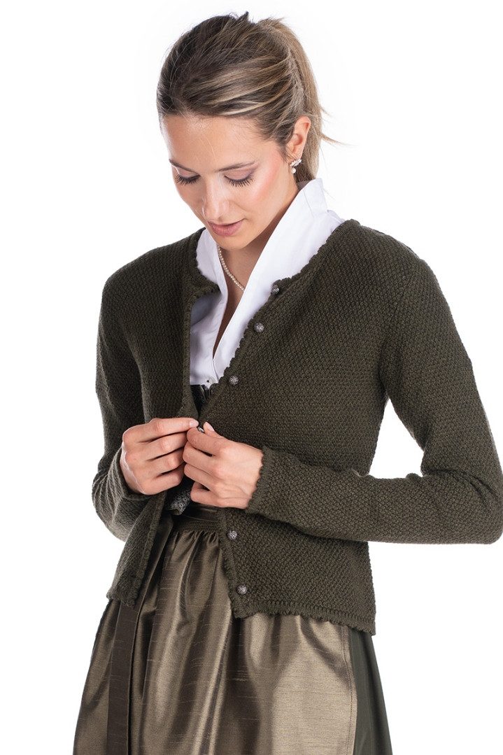 MarJo Trachtenjacke Trachten Strickjacke - VILSECK III - beige, thymian
