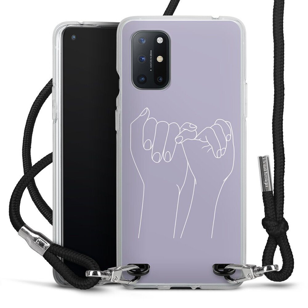 DeinDesign Handyhülle Pinky Promise Line Art, OnePlus 8T Handykette Hülle mit Band Case zum Umhängen Cover mit Kette