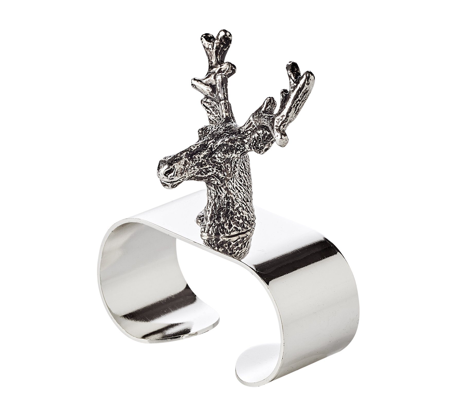 EDZARD Serviettenring Hirsch, Stahl, Hirsch-Design, schwerversilbert, hochglanzpoliert, H 6 cm