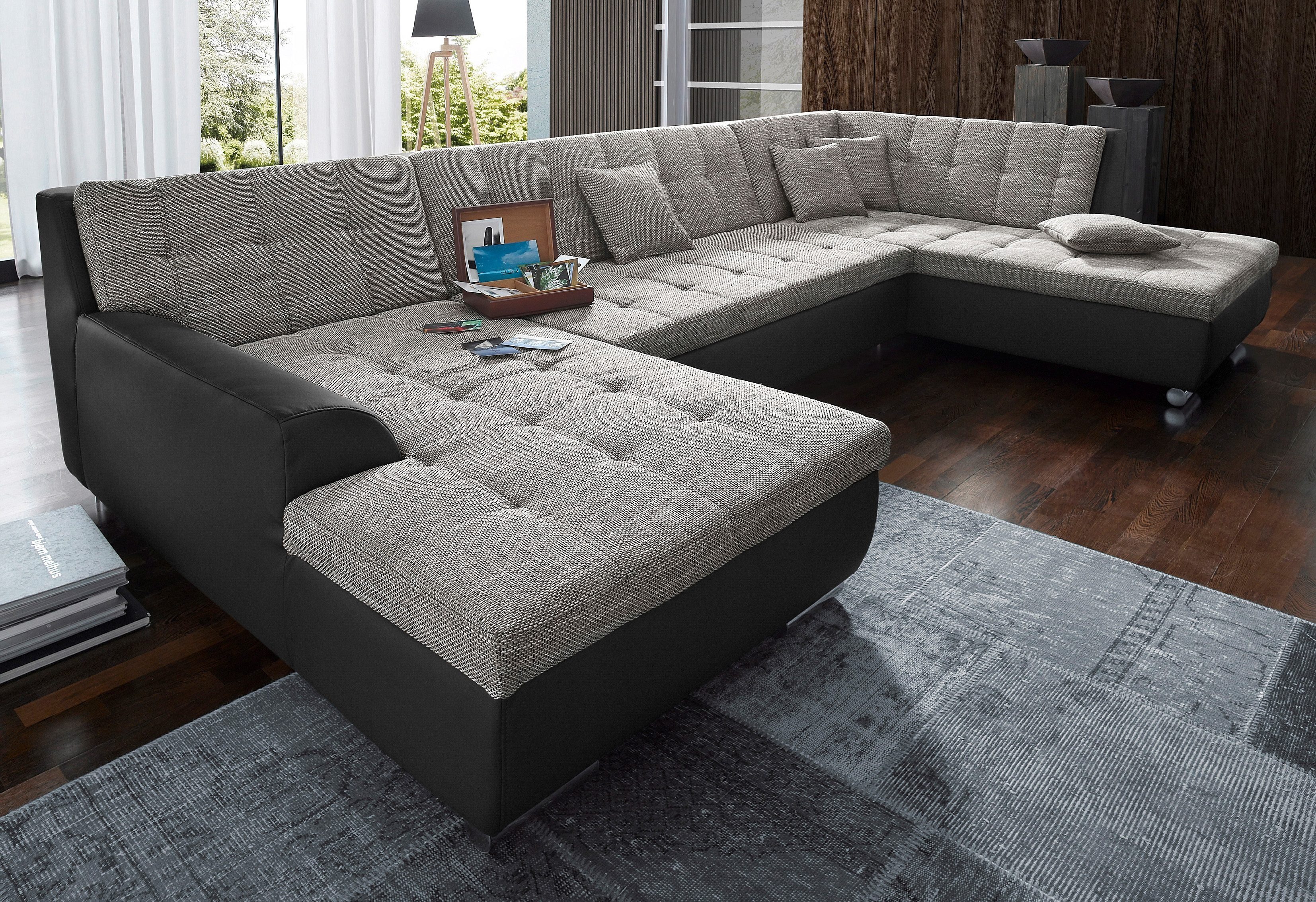 DOMO collection Wohnlandschaft "Treviso incl. Zierkissen, moderne Steppung, günstig online kaufen