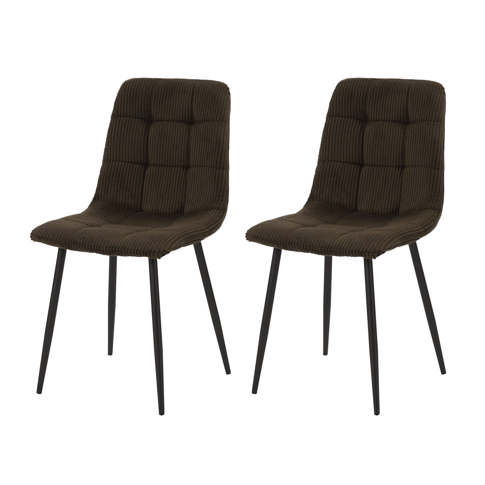 HTI-Living Esszimmerstuhl Esszimmerstuhl Mesa Cordstoff Braun (Set, 2 St), Polsterstuhl mit schwarzen Metallbeinen