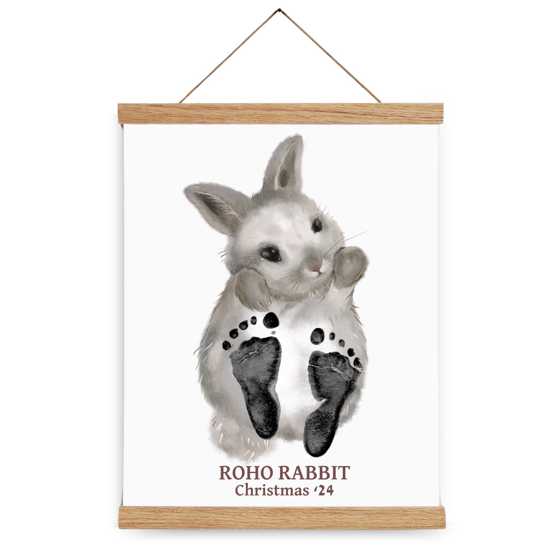SMALL PAW Poster Personalisierbares Fußabdruck Baby Set, Baby Abdruckset, Roho Rabbit, Personalisierter Druck auf Qualitätspapier