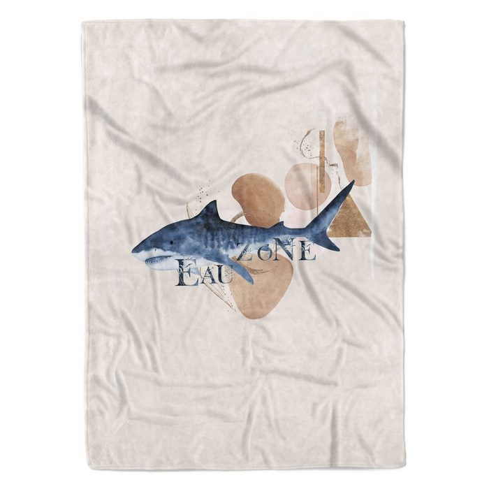 Sinus Art Handtücher Handtuch Strandhandtuch Saunatuch Kuscheldecke Kunstvoll Ozean Hai Motiv Baumwolle-Polyester-Mix (1-St) Handtuch