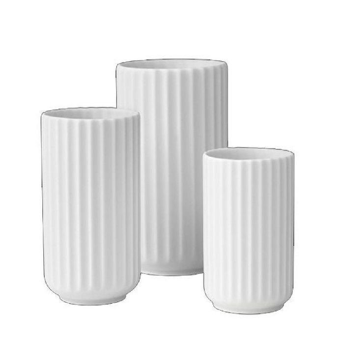 Lyngby Porcelæn Dekovase Porcelain Vasen-Set Porzellan Weiß (8-10-12cm) (3-teilig)
