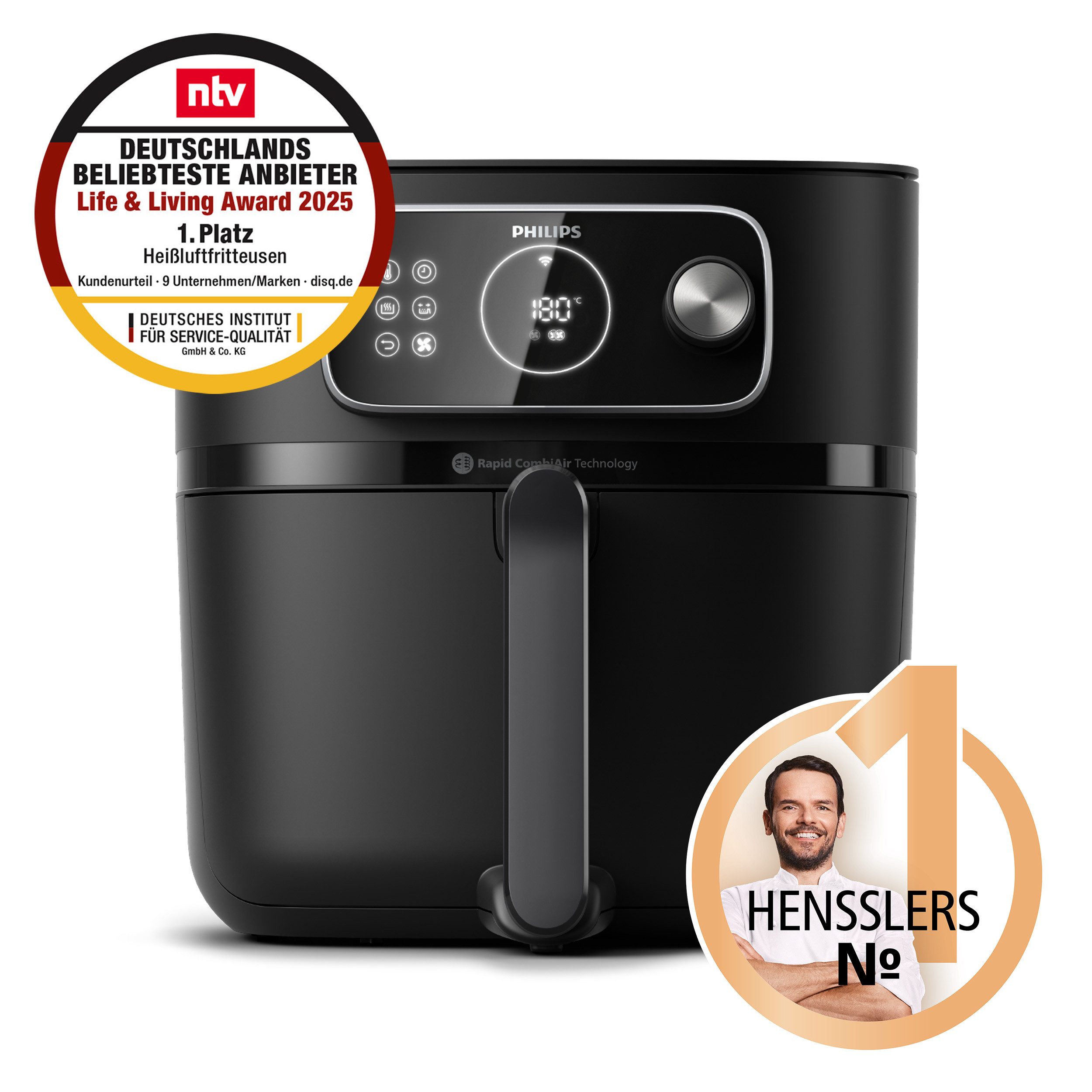 Philips Heißluftfritteuse Airfryer XXL Kombi HD9876/90, mit 8,3 l, Rapid CombiAir Technologie, 2200 W, 22 Kochfunktionen, QuickClean und WiFi Konnektivität