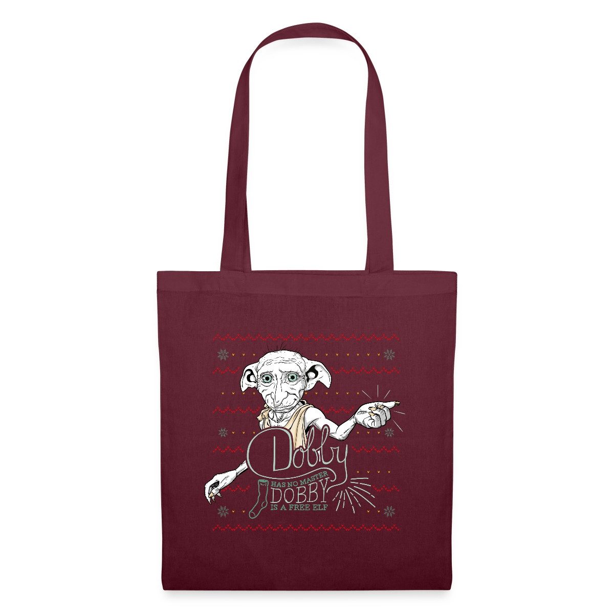 Spreadshirt Henkeltasche Harry Potter X-Mas Dobby Weihnachtself Stoffbeutel (1-tlg)