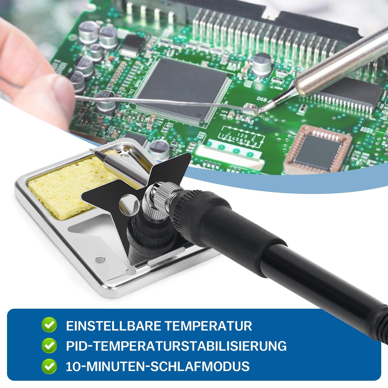 XERSEK Lötkolben Lötstation 700W, 2 IN 1 Heißluft Lötstation 100-480℃, max. 480 °C, mit 5 Lötspitzen, 3 Heißluftpistolen Düsen, bleifreier Lötdraht, Pinzette