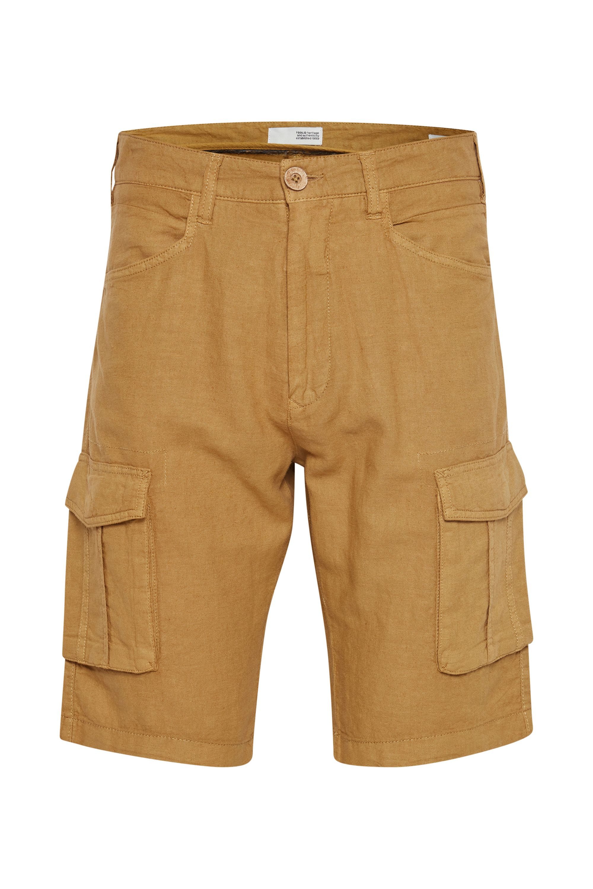 !Solid Cargoshorts !SOLID Kurze Hose aus Leinenmix